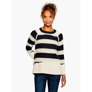 Nic + Zoe California Tides striped knit chunky sweater L